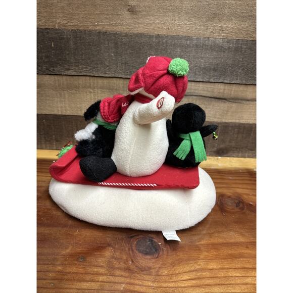 Hallmark Snowman Penguin Dog Plush Animated Singing Sled Ride Holiday Decor - Picture 4 of 6